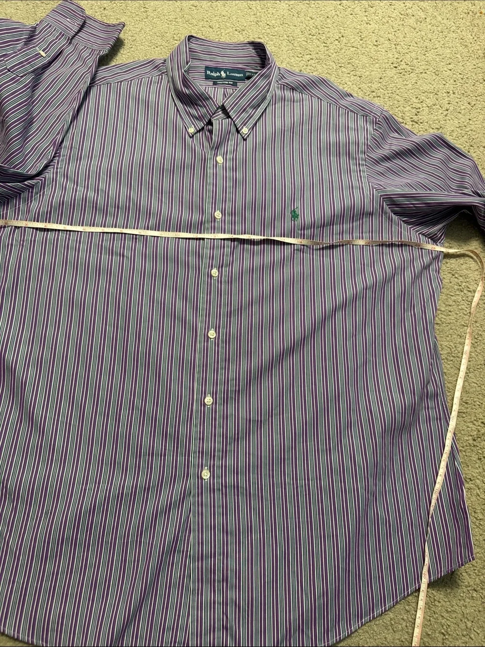 Polo by Ralph Lauren Purple and Green Striped Button-Down Shirt
